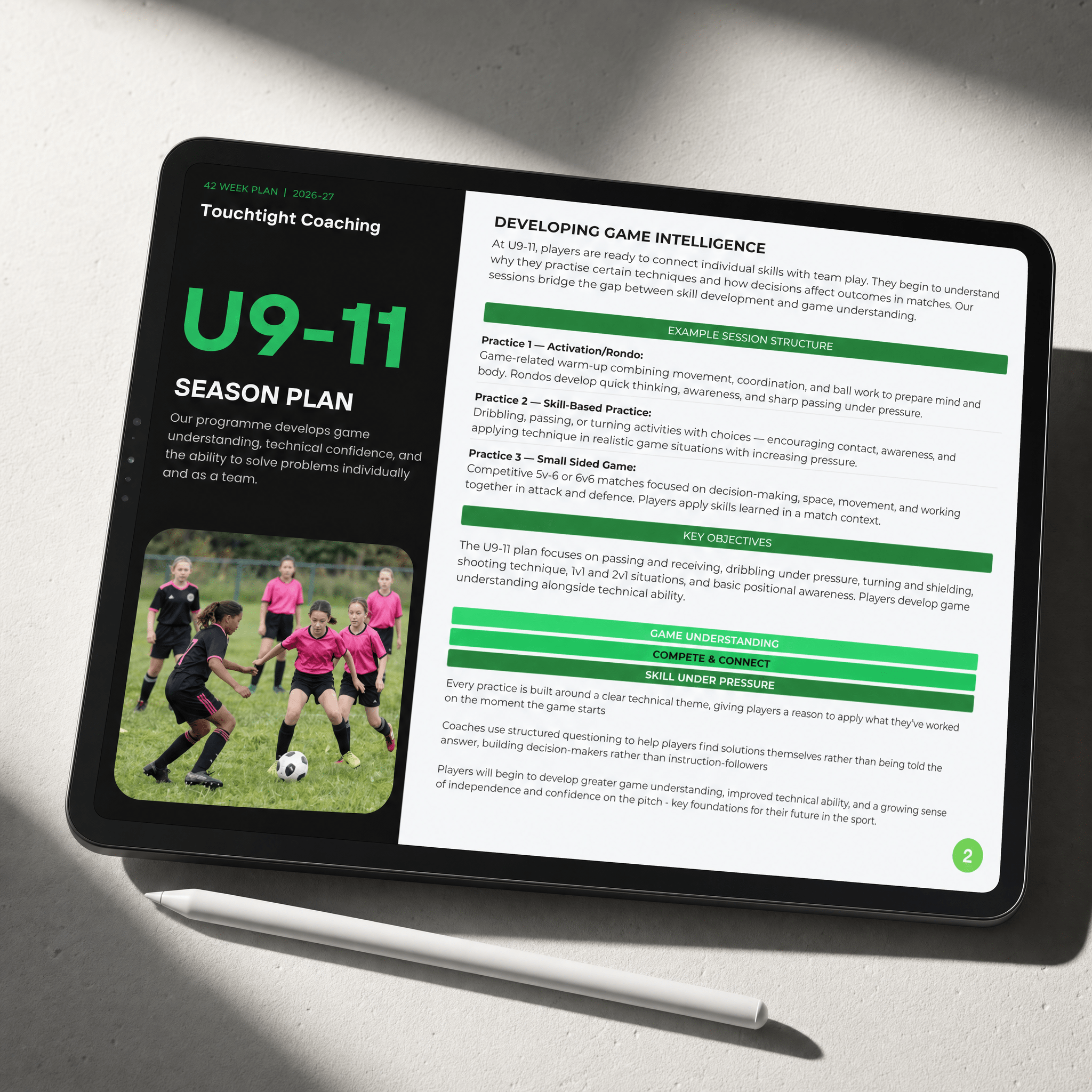 U9-11 Season Plan — developing game intelligence