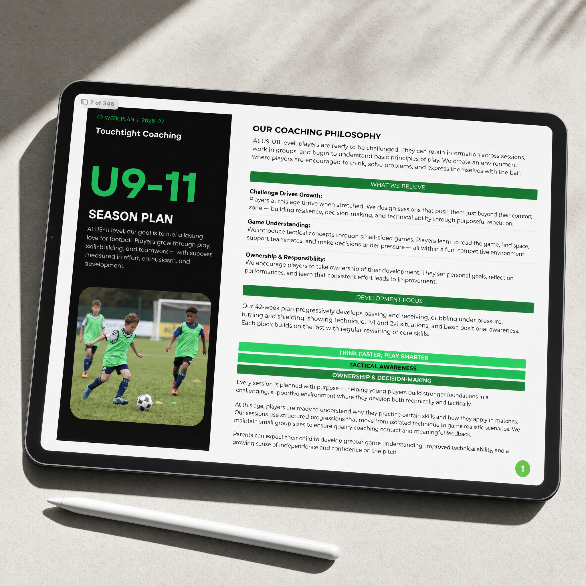 U9-11 Season Plan — coaching philosophy